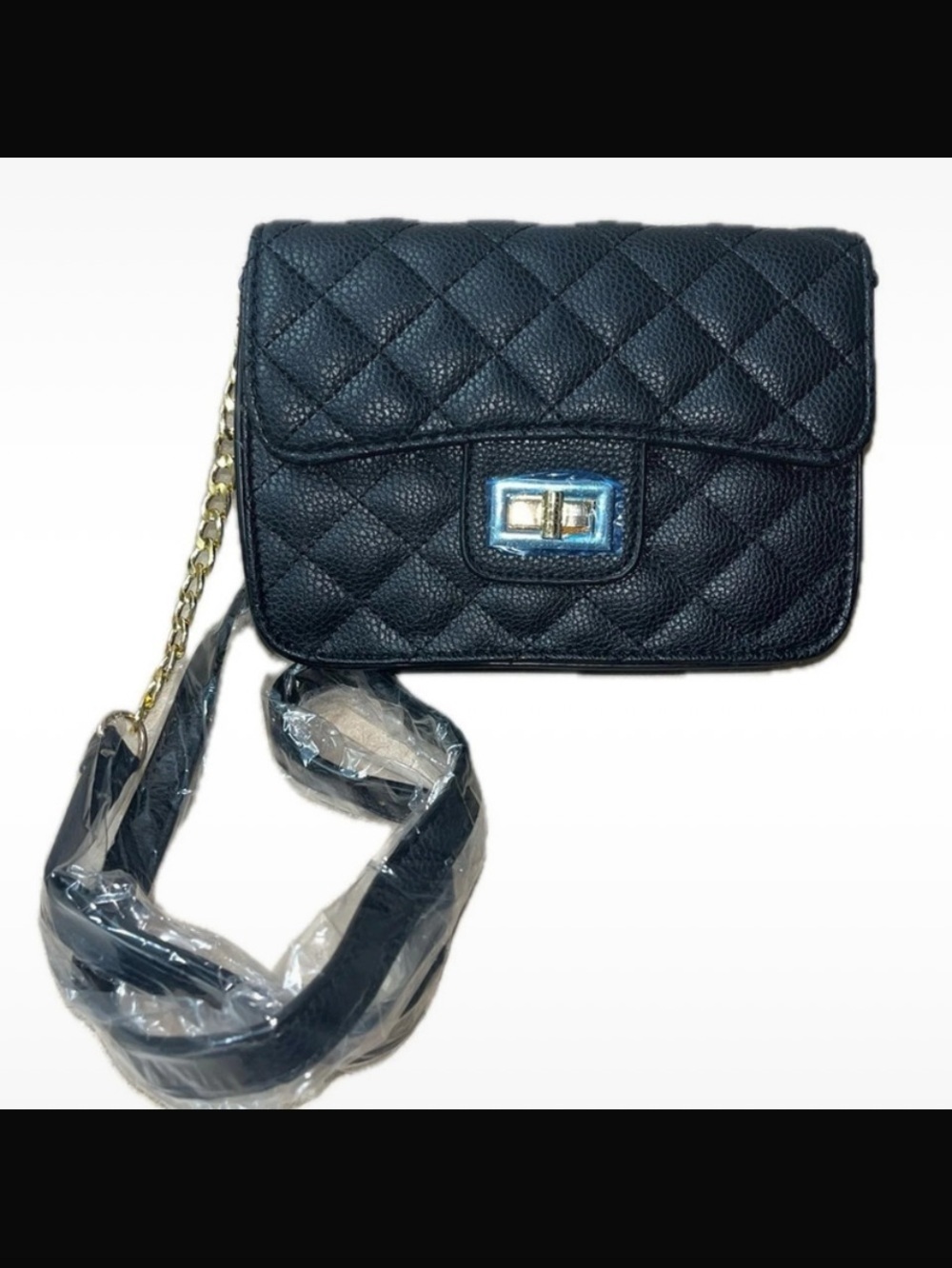 Quilted Faux Leather Turlock Purse W/Gold-tone Chain Accents, NWOT